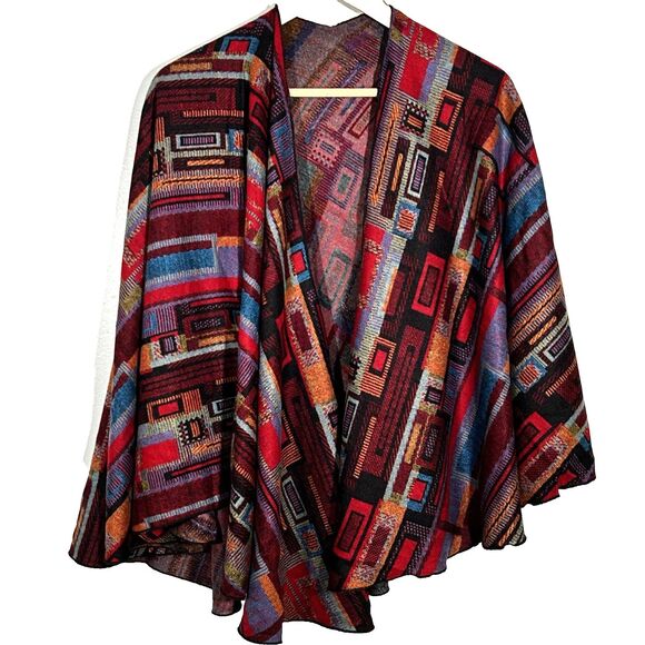100% Cashmere Wrap Scarf Shawl Colorful Block Print Knit Preppy Classic Warm - Picture 1 of 8